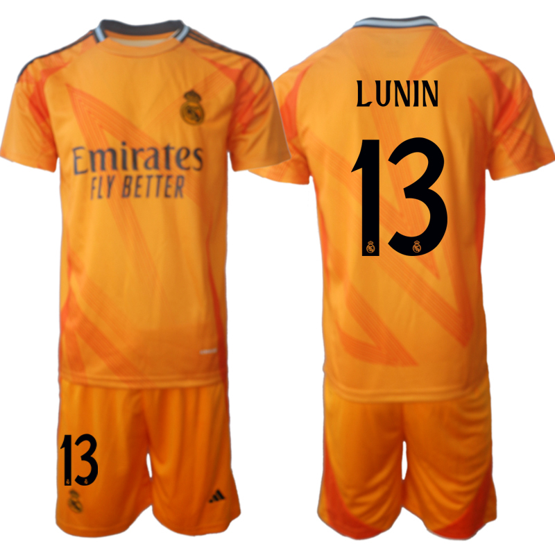 Men 2024-2025 Club Real Madrid away orange #13 Soccer Jersey->real madrid jersey->Soccer Club Jersey